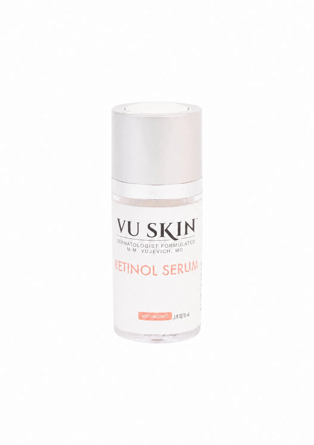 Vu Retinol Serum single bottle on a white background - Vu Skin System
